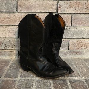 Women’s Black Leather Cowboy Boots, Size 9